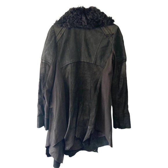 Garde Collective Women's Deer Skin Lamb Fur Suede Coat Size 40 (10) Black - Picture 3 of 14